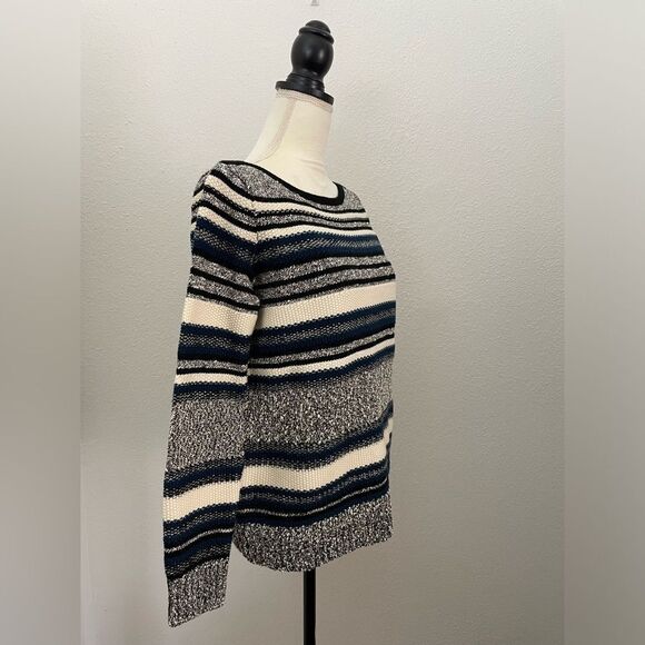 Vince Boucle Knit Textured Wool Blend Striped Boatneck Sweater Size Small - Picture 6 of 10